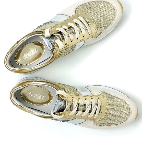 Michael Kors Gold/Silver/Cream 8.5 Sneakers - Picture 3 of 7